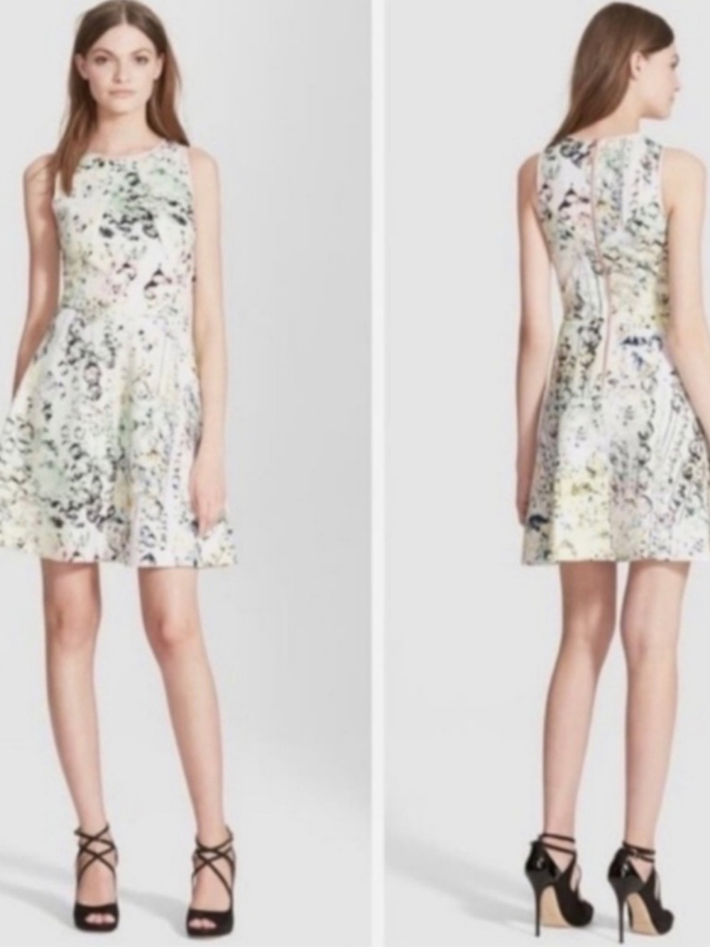 Ted Baker Fit & Flare Sew in Love Crystal Print Skater Dress Size 1 US Size 0-2